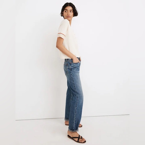 Madewell Henley Sweater Tee Rainbow Stripe Vintage Parchment Size XS - Picture 2 of 12